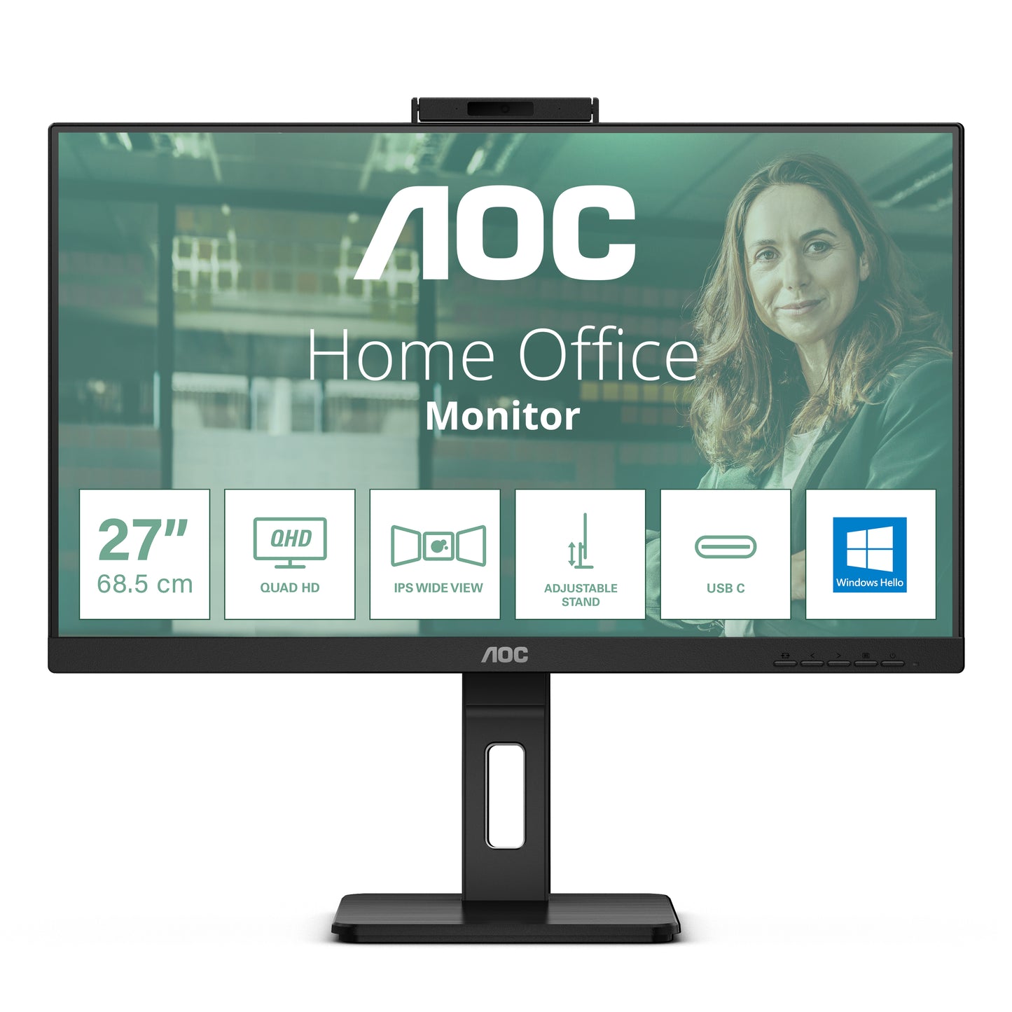 AOC Q27P3QW, 68,6 cm (27"), 2560 x 1440 Pixel, Quad HD, 4 ms, Nero