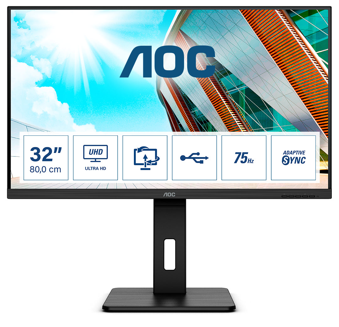 AOC P2 U32P2, 80 cm (31.5"), 3840 x 2160 Pixel, 4K Ultra HD, LED, 4 ms, Nero